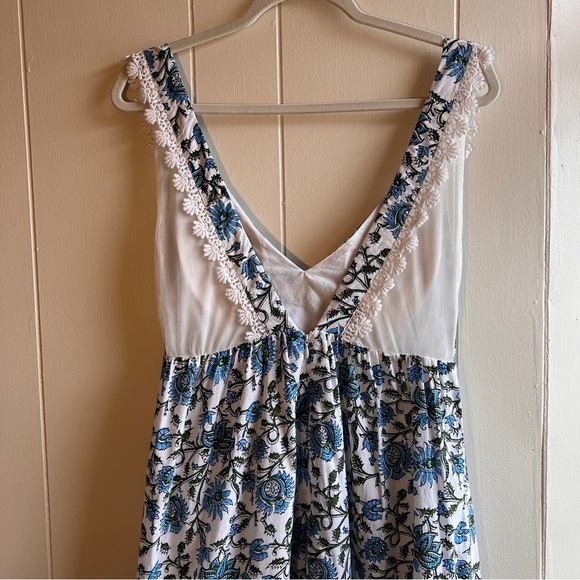 Eddy Clark Floral Maxi Boho Dress Medium Blue & White NWT - Picture 7 of 13
